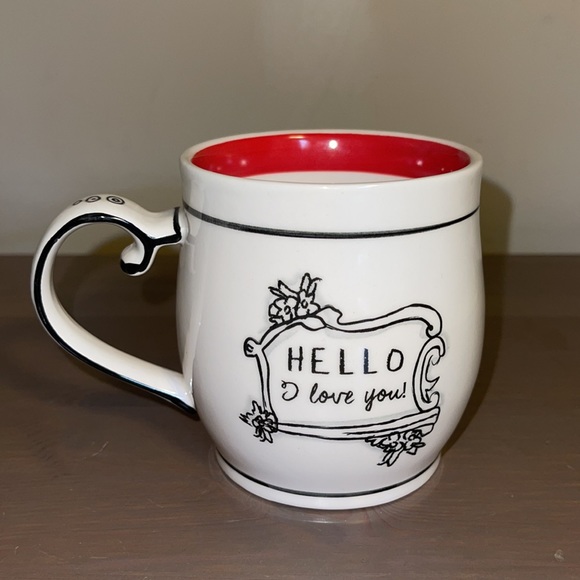 Anthropologie Katie Mandy “Hello I Love You” Red and White Ceramic Mug - Picture 3 of 8